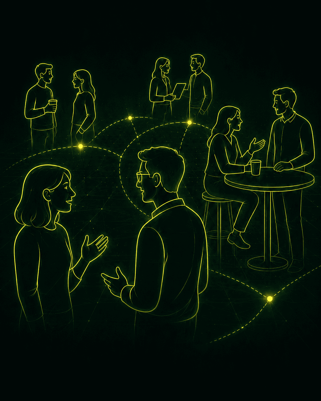 People meeting and creating new human pathways